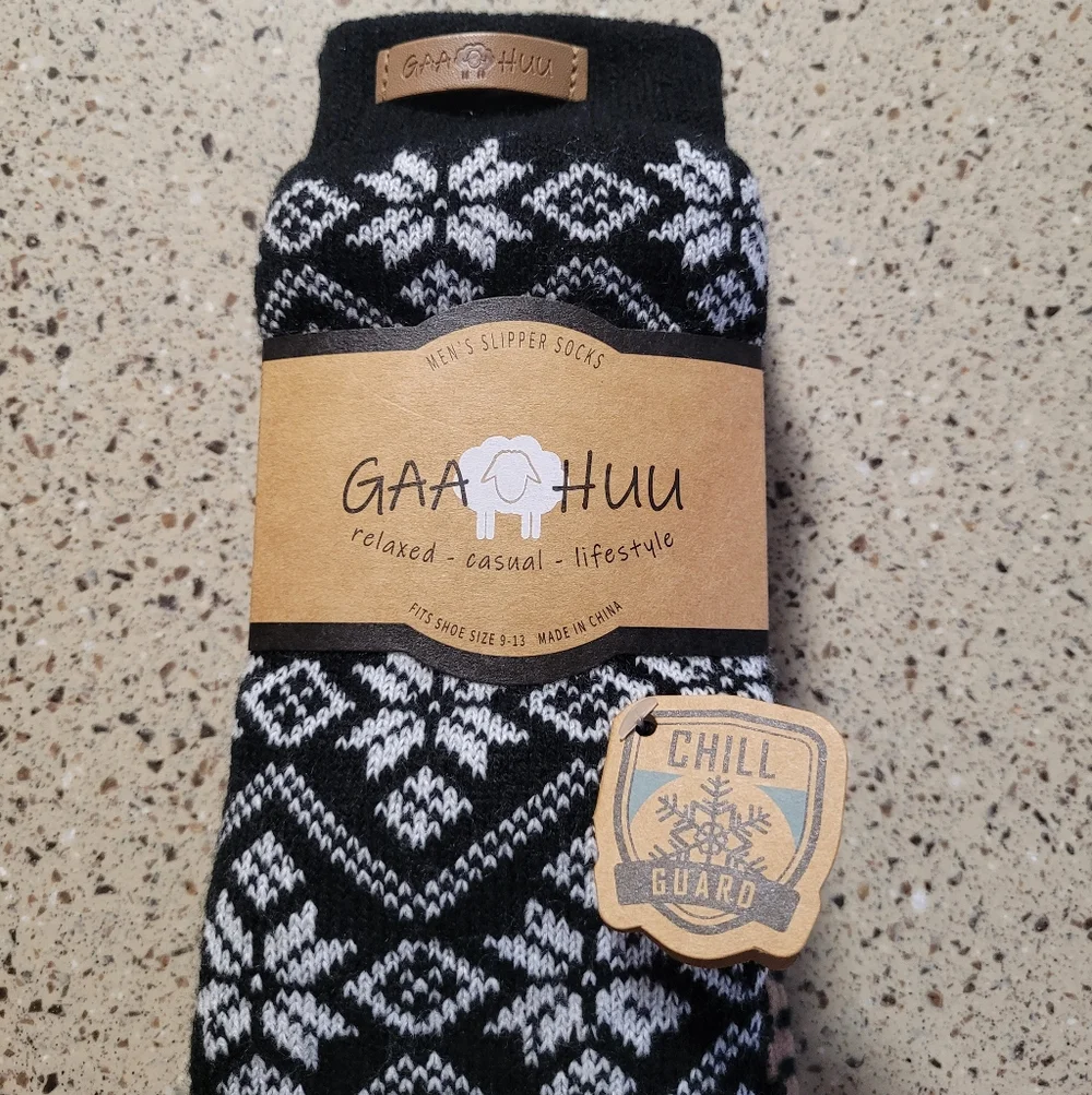 GaaHuu Mens Chill Guard Slipper Cabin Socks Non Slip Gripper Dots OSFM 4.1 TOG